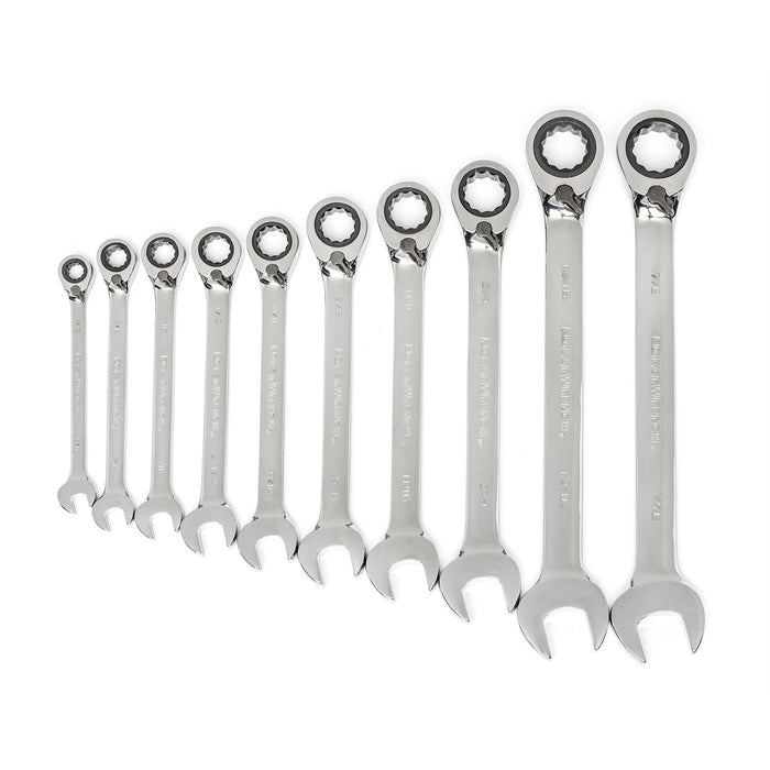 10PC SAE REVERSING RATCHETING COMBI WRE