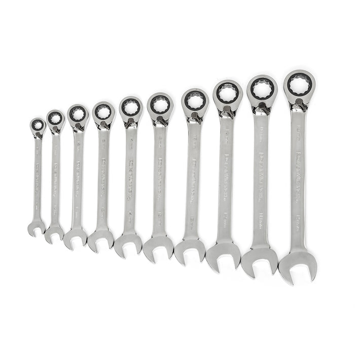10PC METRIC REVERSING RATCHETING COMB WRE SET