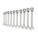 10PC METRIC REVERSING RATCHETING COMB WRE SET
