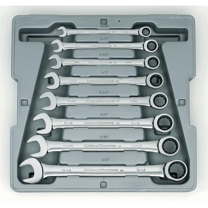 WRENCH RATCHING COMB. SET SAE 8 PC GEARWRENCH