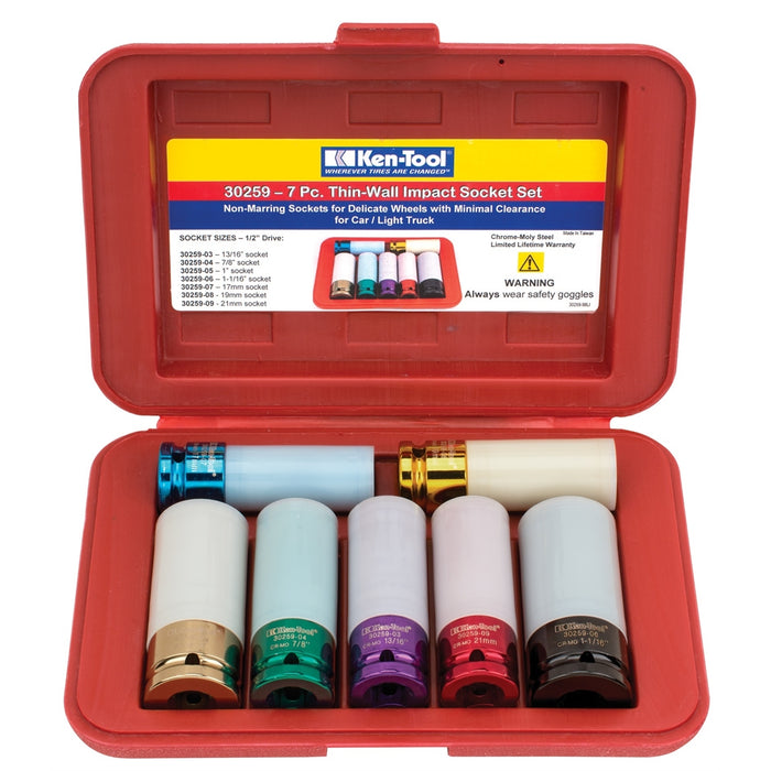7PC THIN-WALL IMPACT SOCKET SET