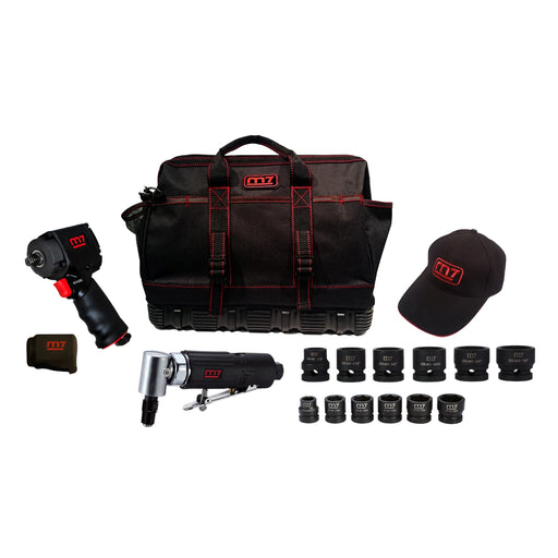 1/2" DR. MIGHTY SEVEN AIR TOOL KIT TOOL BAG AND TWO 6 PC MINI IMP SETS
