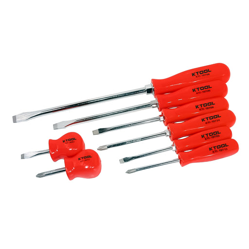 8-Piece Screwdriver Set with Orage Square Handles