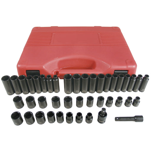 42-PIECE 3/8" DR. SAE AND MM IMP SOC SET