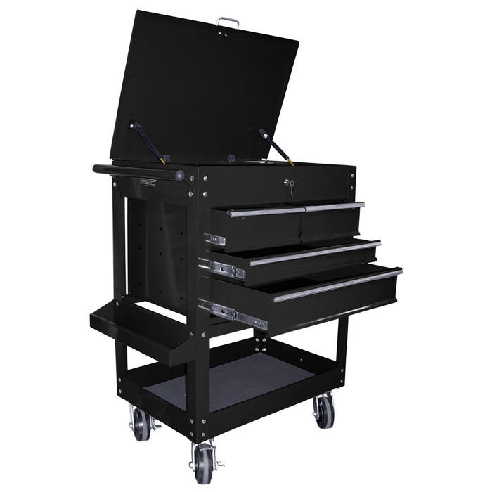 Heavy Duty 4-Drawer Service Cart, Black 