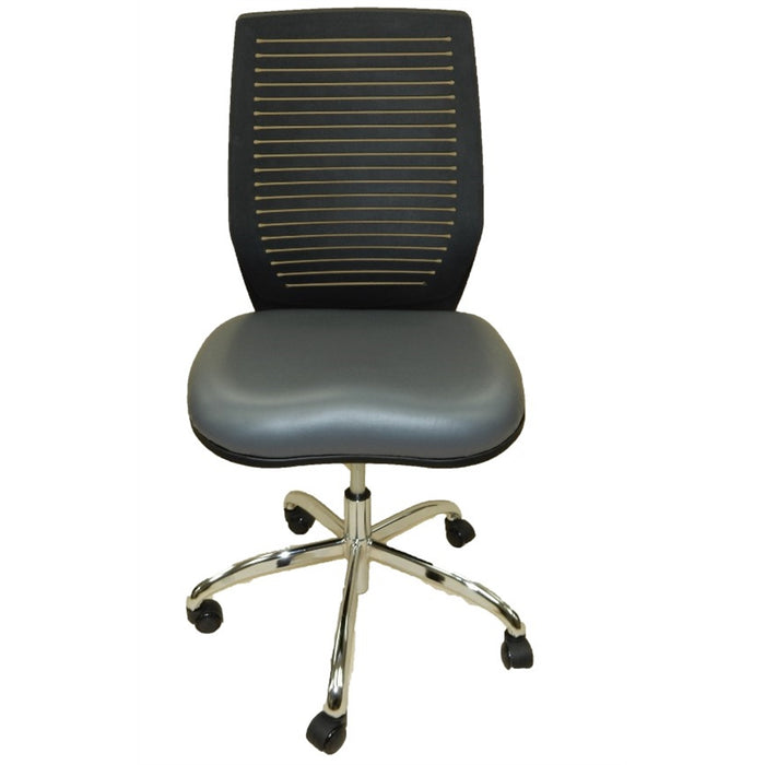 Dental Lab Chair, Plastic Back Dark Grey Seat