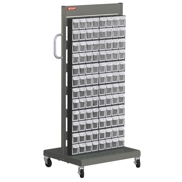 Mobile Parts Cart - Flip Out Bin, 96 Bins