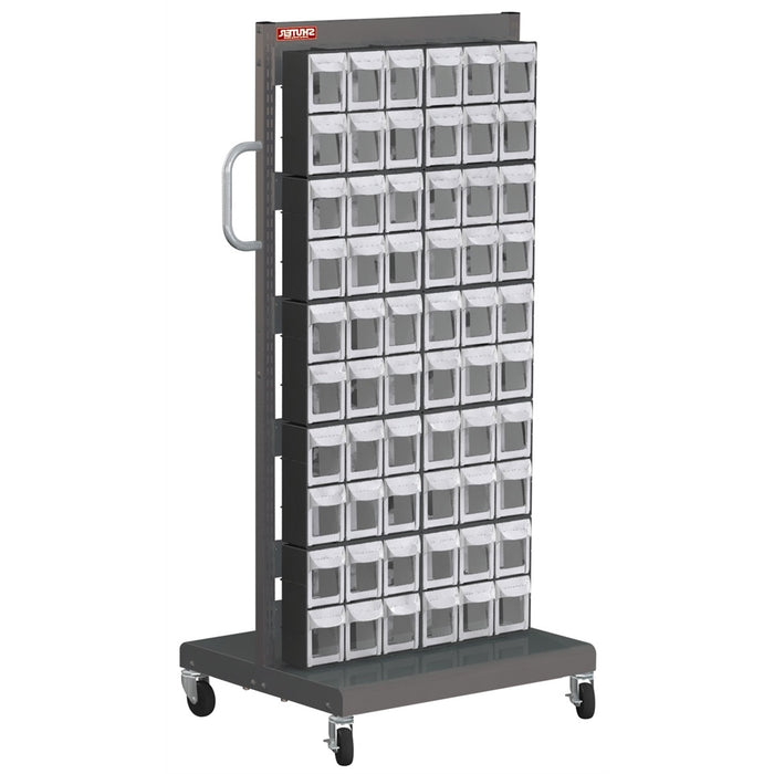 Mobile Parts Cart - Flip Out Bin, 60 Bins