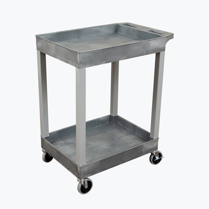 24 x 18 Plastic Utility Two Shelf Tub Cart in Gray