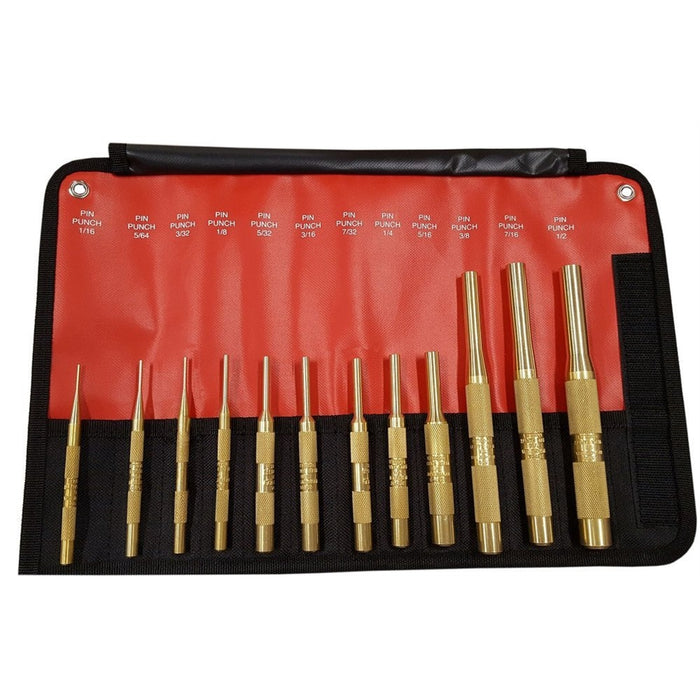 12-PC BRASS PIN PUNCH (INCH) SET