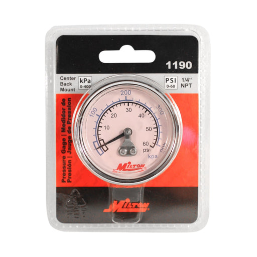 Gage 1/4" NPT, 0-60 PSI - Center Mount