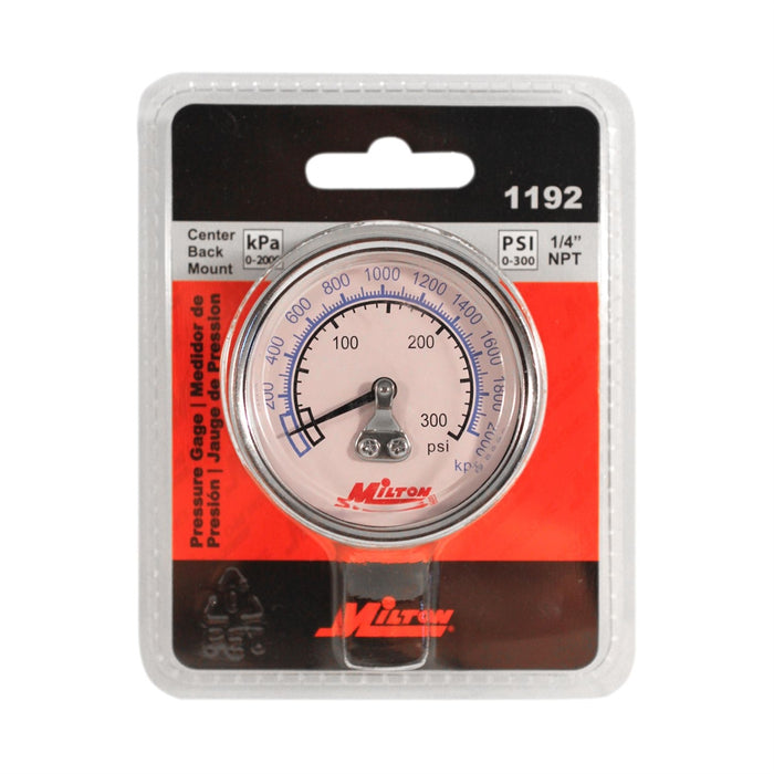 Gage 1/4" NPT, 0-300 PSI - Center Mount