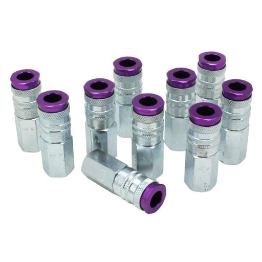 HighFlow Couplrs,V-style Purpl,1/4" FNPT 10PK