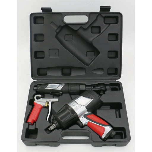 3-PC PROFESSIONAL AIR TOOL KIT - (IMP WRENCH, AIR RATCHET, AND HIGH-FLOW BLOW GUN)