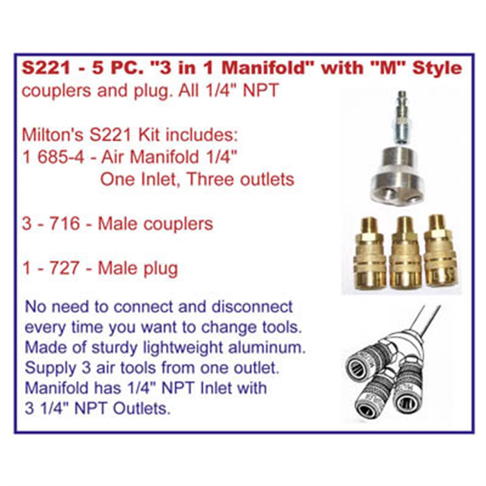 5 pc. "M" Style 3 in 1 Manifold Kit