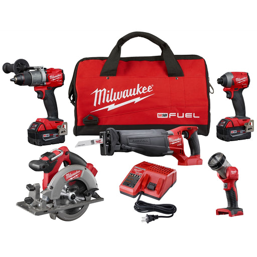 M18 FUEL 5-PC COMBO SAWZALL/ CIRCULAR SAHAMMER DRILL/ HEX IMP/ LIGHT (2) XC BATT KIT