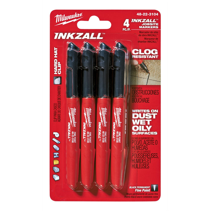 4-PK INKZALL BLACK FINE POINT NON-TOXIC MARKER