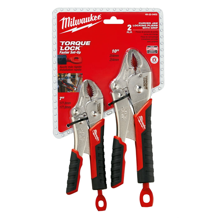 2-PC TORQUE LOCK CURVED JAW LOCKING PLIERS DURABLE GRIP SET