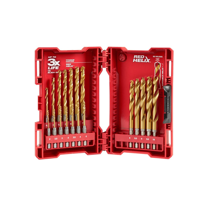 SHOCKWAVE RED HELIX METRIC TITANIUM DRILL BITS 19-PC SET