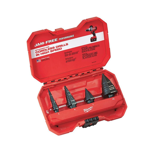 4-PC JAM-FREE STEP DRILL BITS #1, #4, #7, #12 SET