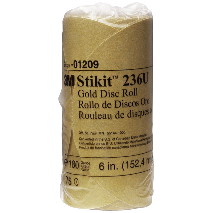 DISC ROLLS-GOLD STIKIT 6" P180 75/ROLL 12/CS