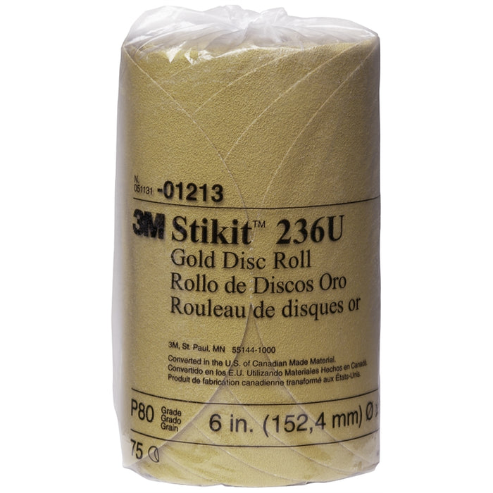 DISC ROLLS-GOLD STIKIT 6" P80 75/ROLL 12/CS