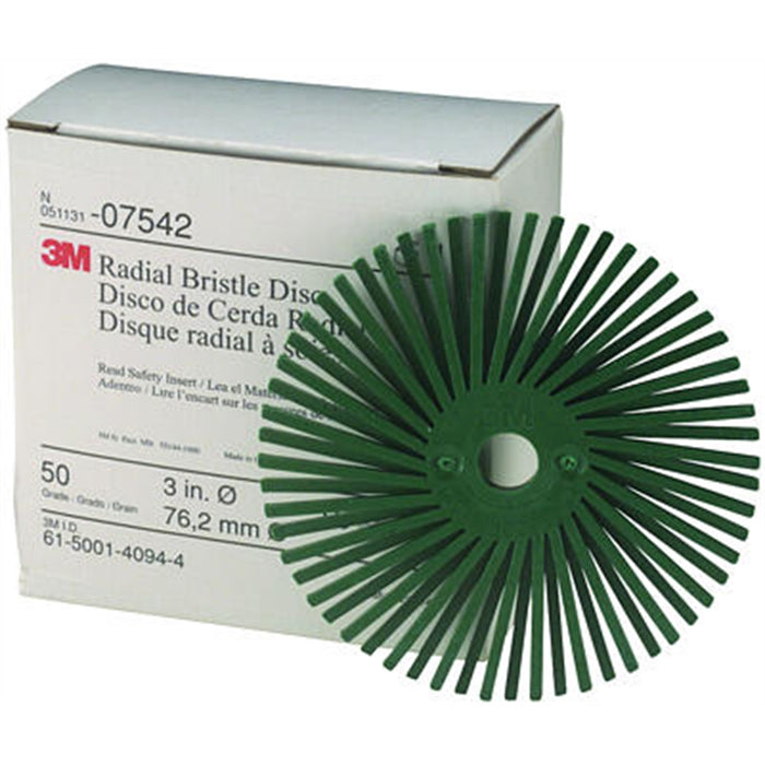 3" RADIAL GREEN BRISTLE DISCS 50 GRADE