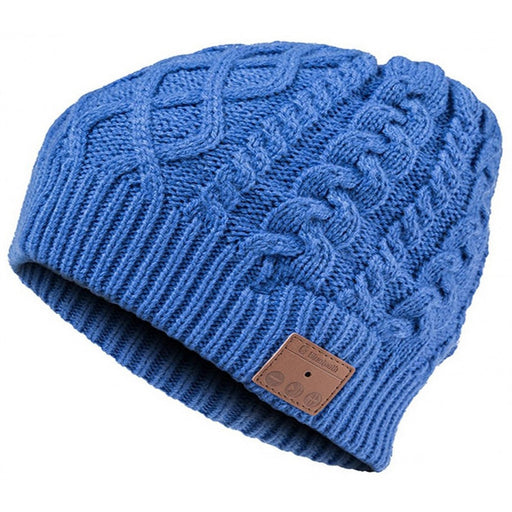BLUETOOTH CABLE KNIT BEANIE, BLUE