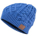 BLUETOOTH CABLE KNIT BEANIE, BLUE