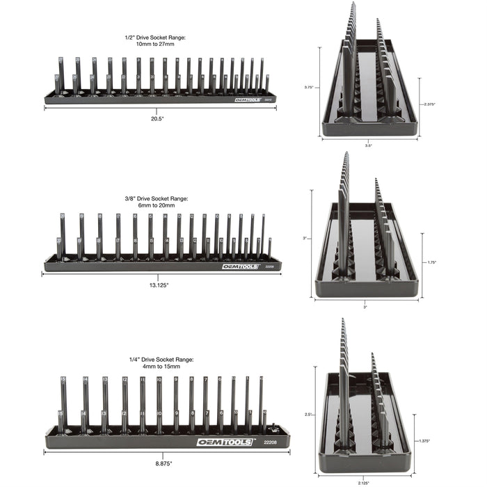 3PC SOCKET TRAY SET METRIC