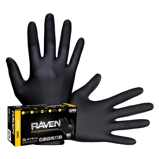 Raven Black 6mil PF Nitrile Gloves, Small (pk of 100)