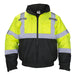 Class-3 Hooded Reflective Yellow Bomber Jacket, Large