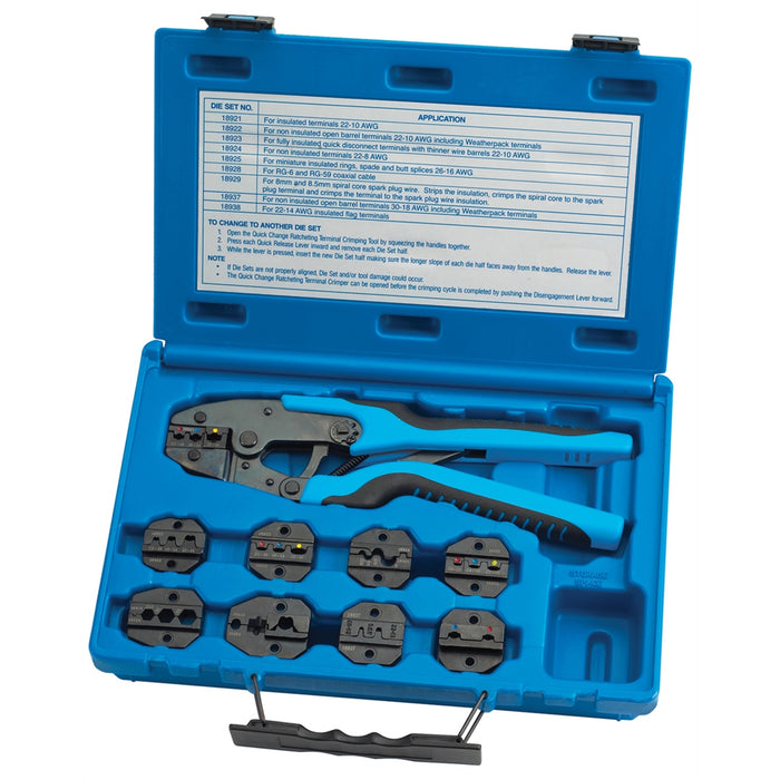 Quick Change Ratcheting Terminal Crimping Kit w/9