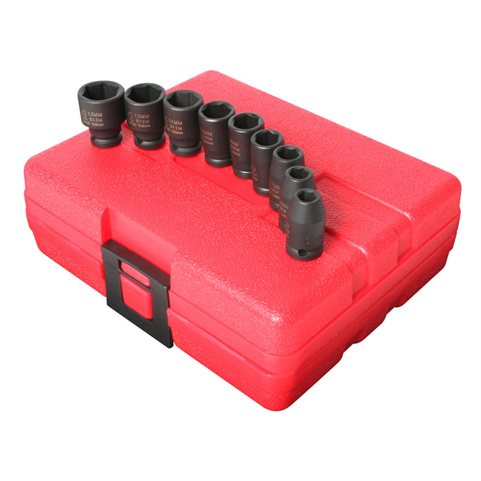 SOCKET SET IMPACT 1/4IN. DRIVE 9 PC.STD. METRIC