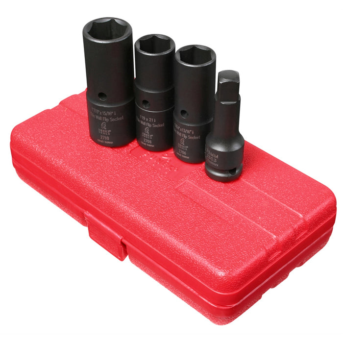 SOCKET SET FLIP 4PC 1/2 DR. DEEP THIN WALL