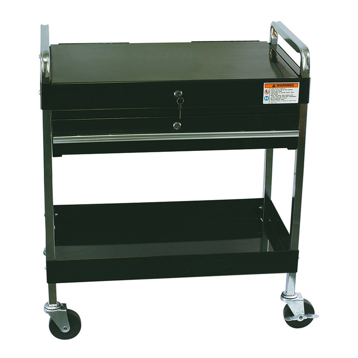 SERVICE CART W/LOCKING TOP & DRAWER BLACK