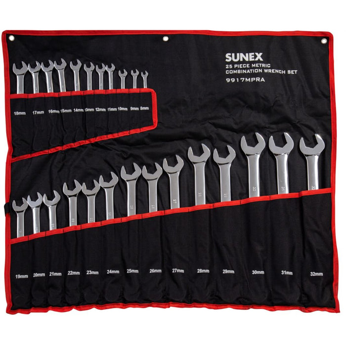 25 Pc Metric Full Polish V-Groove Combo Wrench Set