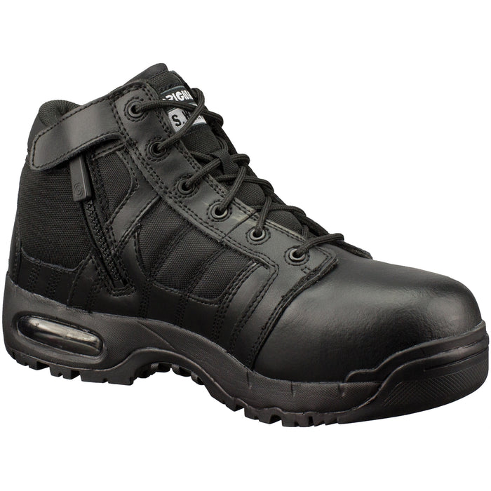 SWAT AIR 5" CST (SAFETY-TOE) SIDE-ZIP BLACK SHOES 9.5