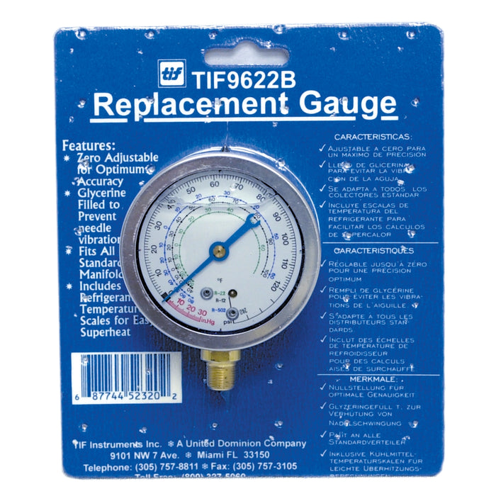 REFRIGERANT GAUGE GLYCERINE LOW SIDE R12