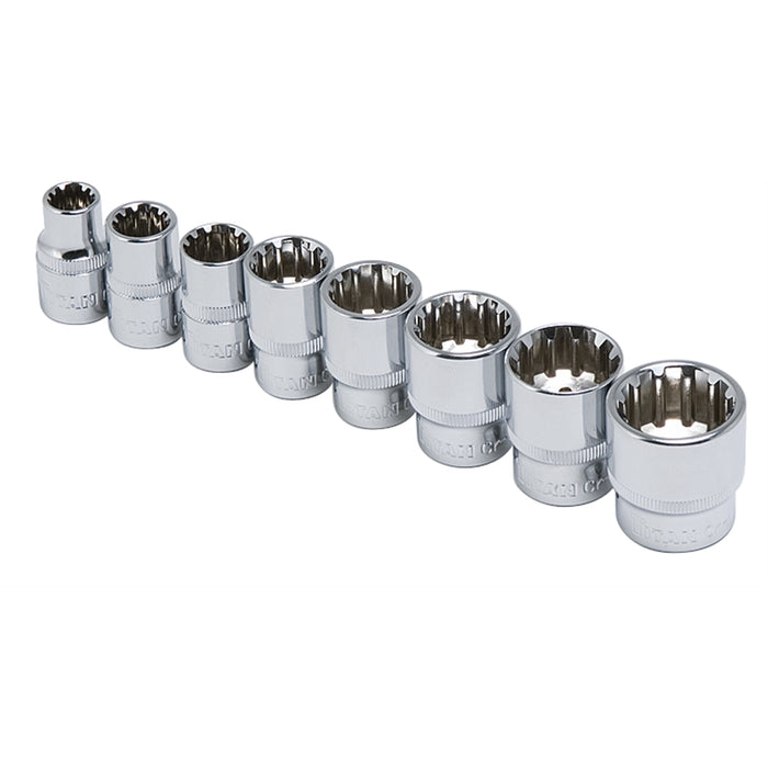 8-PC 3/8" DR METRIC SPLINE SOC