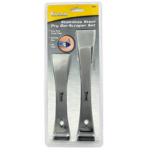 2PC STAINLESS STEEL PRYBAR/SCRAPER SET