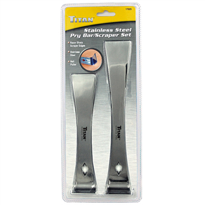 2PC STAINLESS STEEL PRYBAR/SCRAPER SET