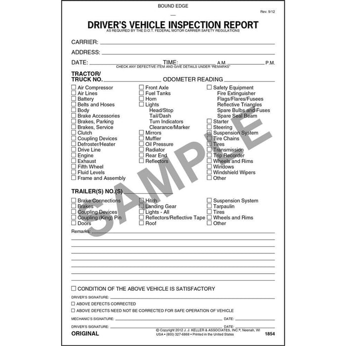 Detailed Driver Vehicle Inspection Report