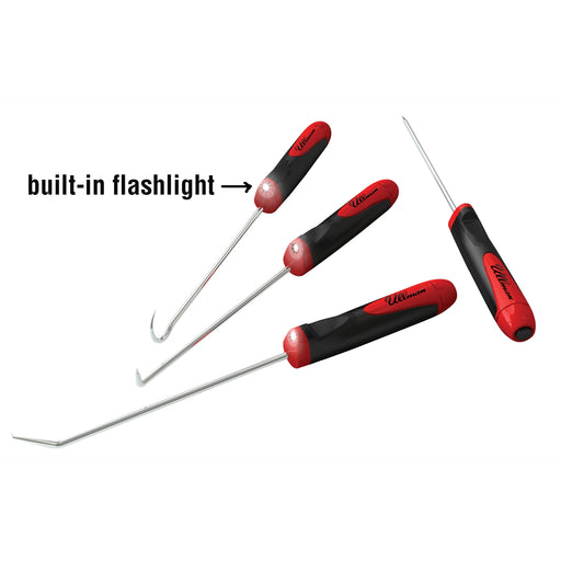 LED Lighted 4 Piece Hook & Pick Set