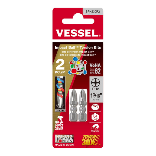 Impact Ball Torsion Bits PH2X30 2PC (Carded)