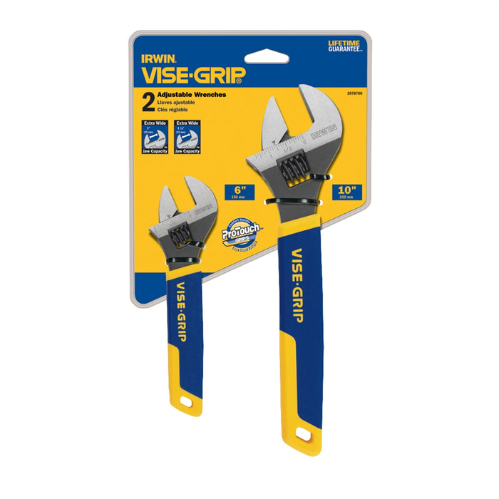 2PC ADJUSTABLE WRENCH SET 6" & 10"