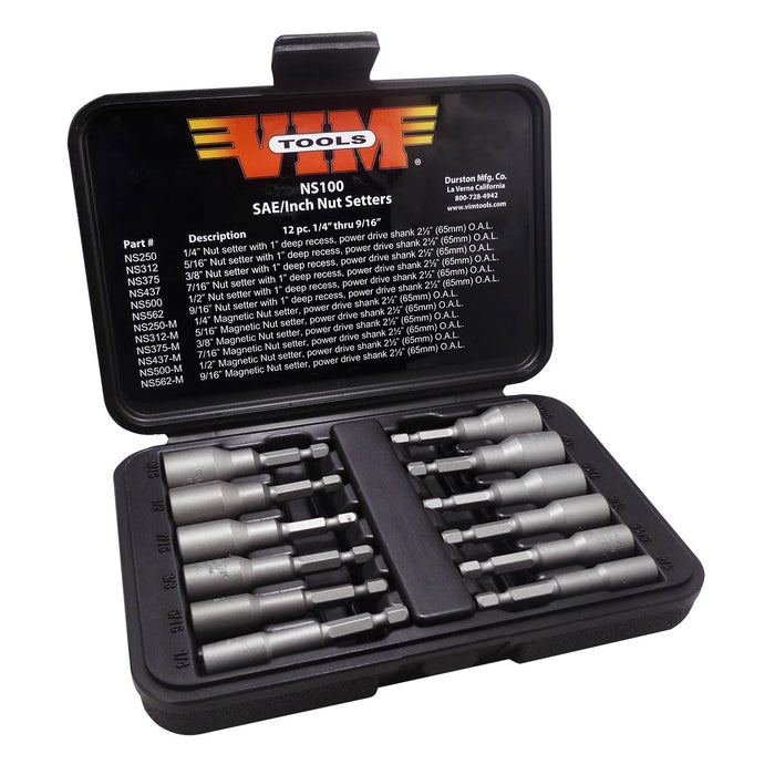 SAE INCH POWER DR NUT SETTER SET, MAG, HOLLOW PT