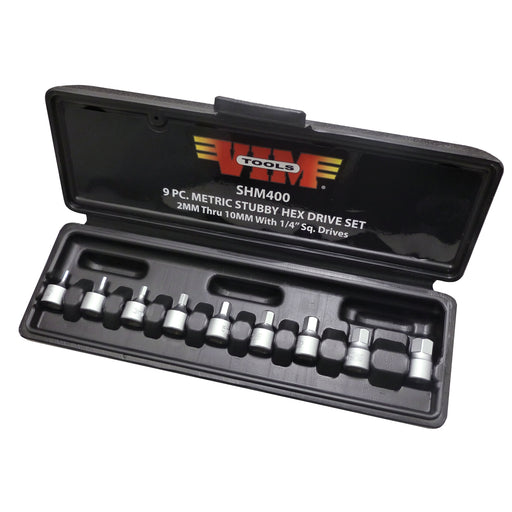 STUBBY HEX BIT SET METRIC 9PC 1/4" DR