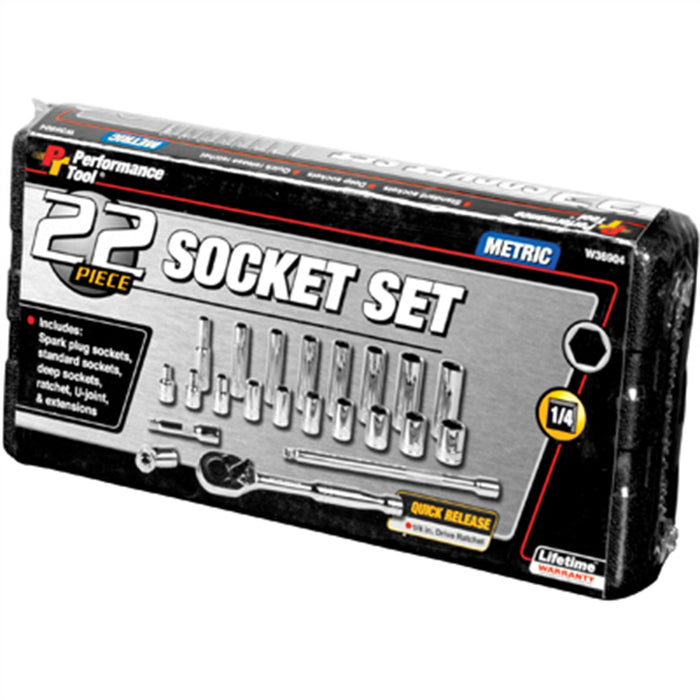 22PC.METRIC 1/4" DR.SOCKET SET W/PRO STYLE RATCHET