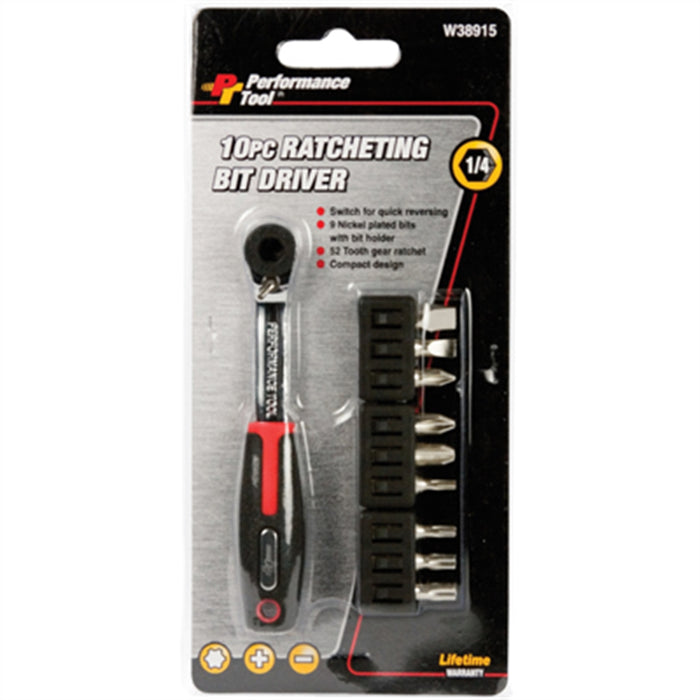 10 pc Ratcheting Bit Driver